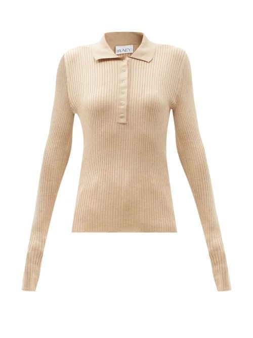 Lightweight Silk-blend Knitted Polo Shirt - Womens - Beige