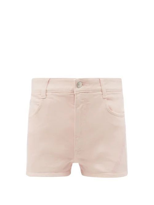 Logo-embroidered Organic Cotton-blend Denim Shorts - Womens - Pink