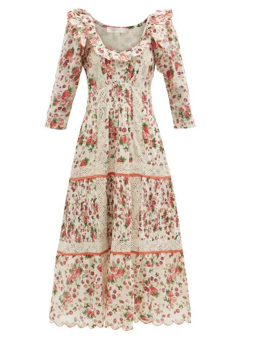 Loveshackfancy - Arcadia Printed-cotton Maxi Prairie Dress - Womens - White Print