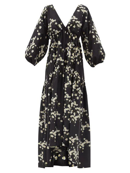 Millicent Floral-print Taffeta Dress - Womens - Black Print