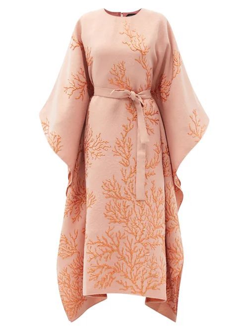 Los Corales Belted Jacquard Dress - Womens - Pink