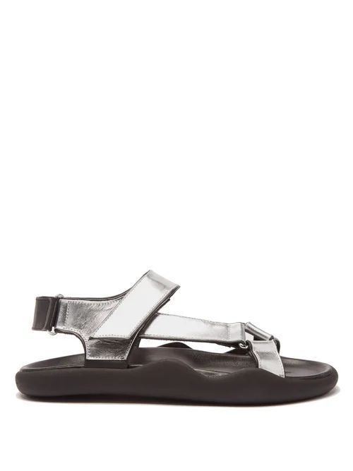 Moulded-sole Metallic-leather Sandals - Womens - Silver