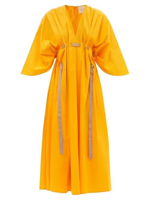 Naomina V-neck Cotton Dress - Womens - Yellow