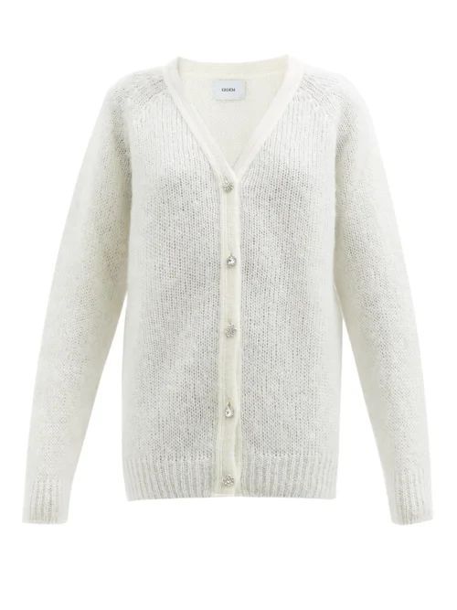 Marcilly Crystal-button Mohair-blend Cardigan - Womens - White