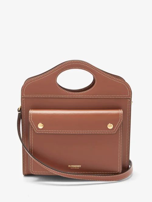 Pocket Mini Leather Cross-body Bag - Womens - Brown