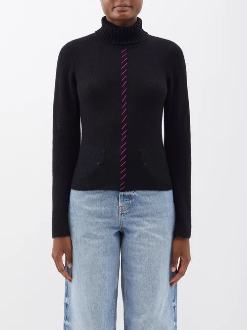 Nimbus Whipstitched Cashmere-blend Sweater - Womens - Black Pink