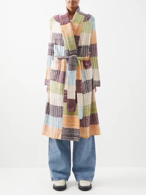 Oasis Belted Patchwork Cashmere Cardigan - Womens - Multi
