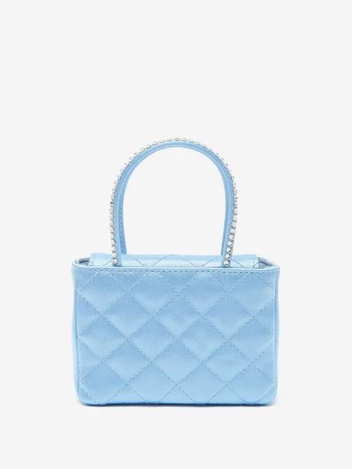 Superamini Betty Crystal-handle Quilted-silk Bag - Womens - Blue