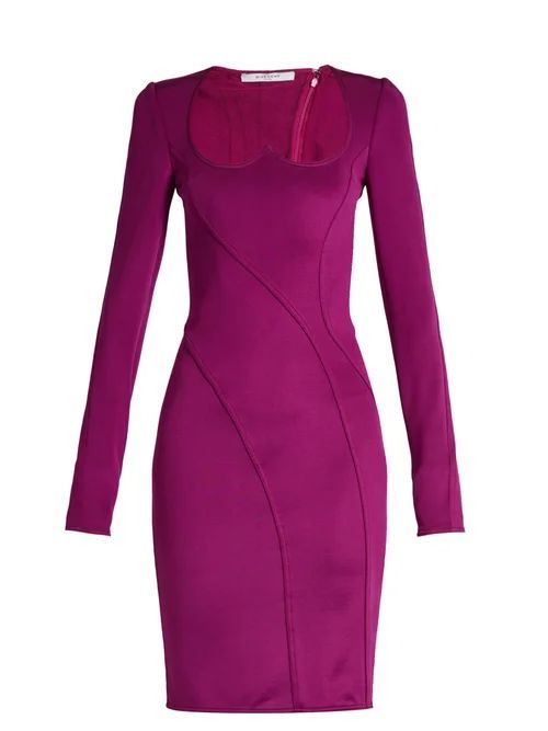 Sweetheart-neckline Stretch Mini Dress - Womens - Purple