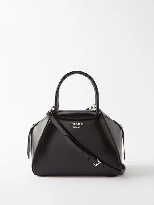 Spazzolato Leather Handbag - Womens - Black