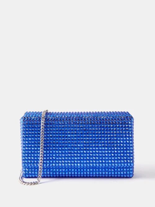 Superamini Paloma Crystal-embellished Satin Clutch - Womens - Blue