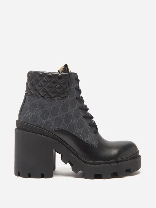 Trip 70 Gg-monogram Quilted-leather Ankle Boots - Womens - Black