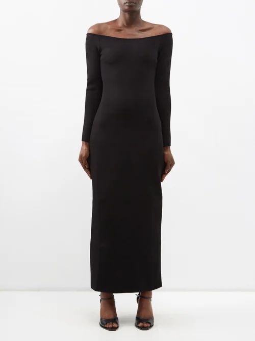 Teresina Off-the-shoulder Jersey Maxi Dress - Womens - Black