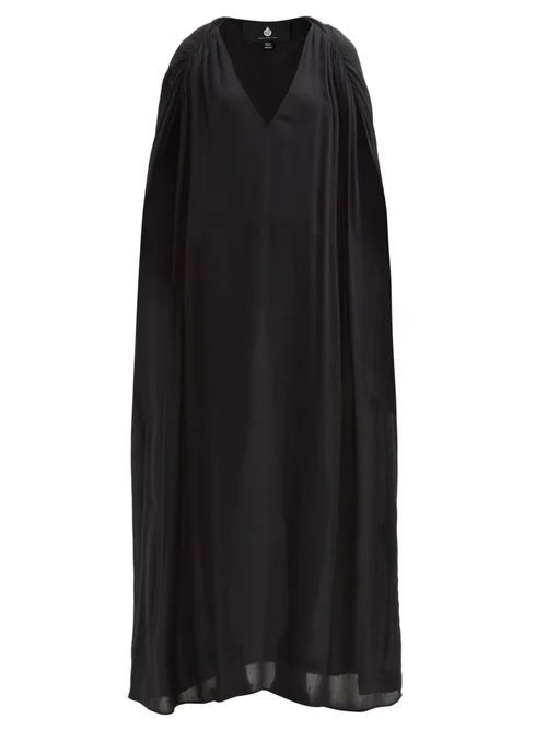 Su Paris - Chala Cape-back Crepe Maxi Dress - Womens - Black
