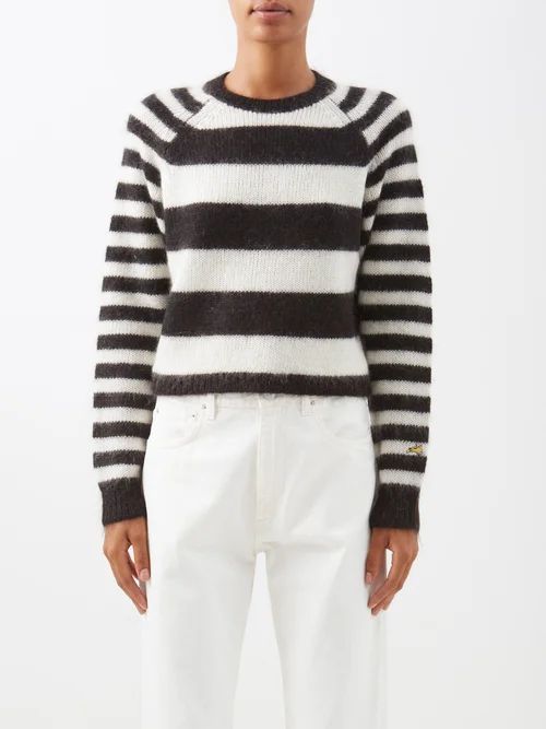 Striped Mohair-blend Sweater - Womens - Black White