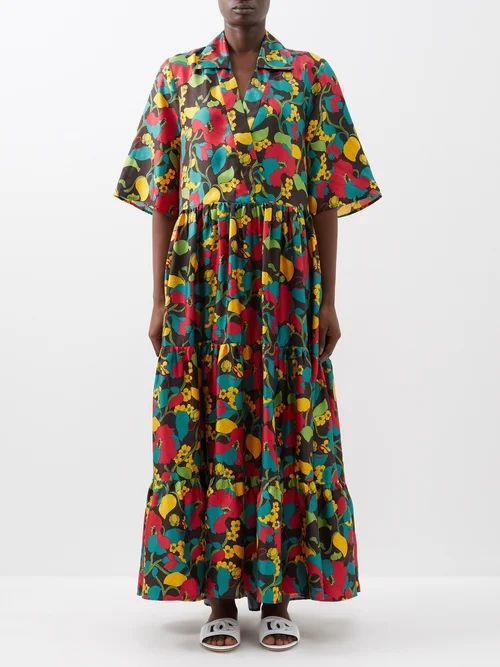The J Floral-print Silk-twill Maxi Dress - Womens - Multi