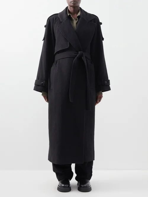 Suzanne Belted Wool-blend Felt Trench Coat - Womens - Black