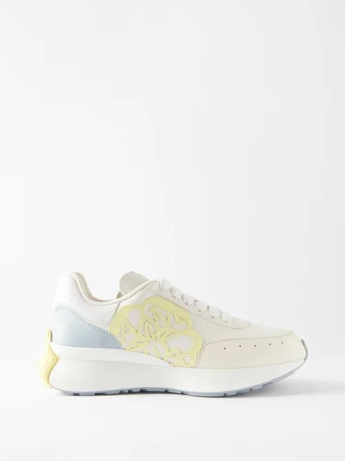 Sprint Runner Leather Trainers - Womens - Yellow Multi