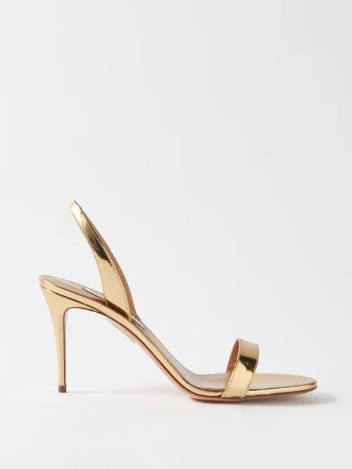 So Nude 85 Slingback Mirrored-leather Sandals - Womens - Gold