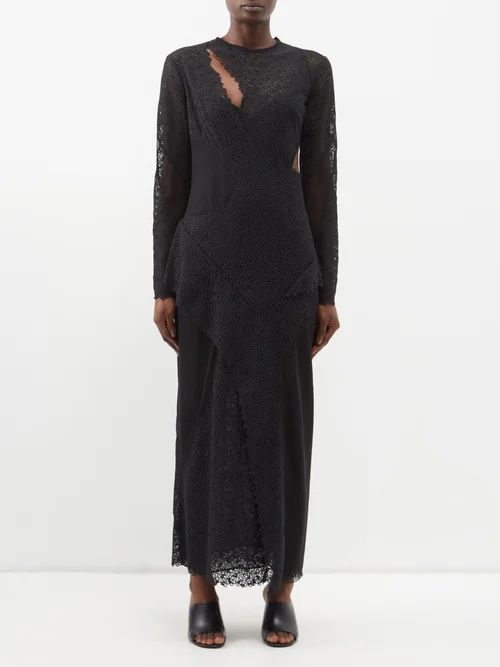 Re-edition 2013 Embroidered Lace Maxi Dress - Womens - Black