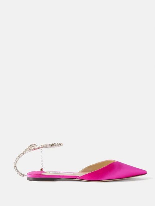 Saeda Satin Point-toe Flats - Womens - Pink
