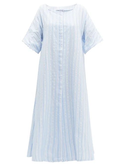 Thierry Colson - Trinidad Striped Midi Dress - Womens - Blue
