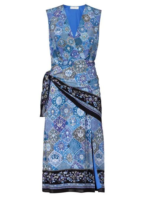 Sade Paisley-print Silk Wrap Dress - Womens - Blue Print
