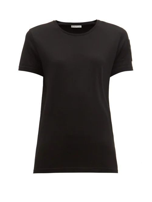 Velvet-logo Appliqué Cotton-jersey T-shirt - Womens - Black