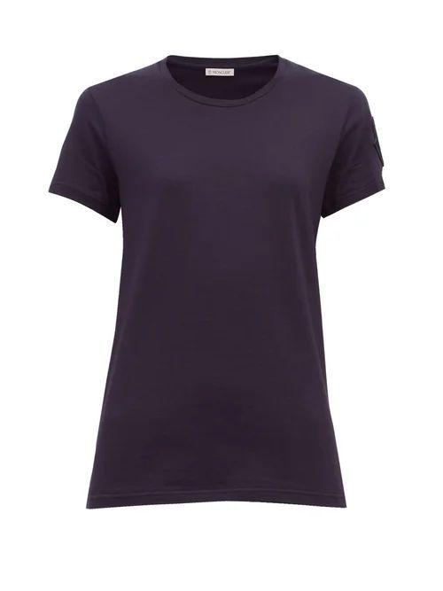 Velvet-logo Appliqué Cotton-jersey T-shirt - Womens - Navy