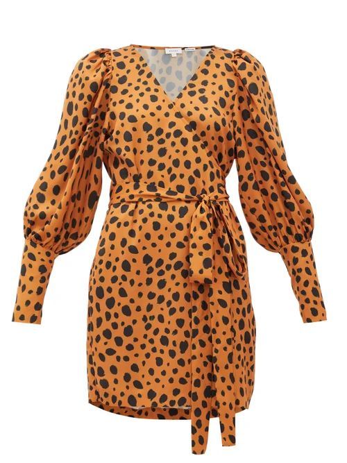 Rhode - Frankie Leopard-print Polka-dot Satin Wrap Dress - Womens - Leopard