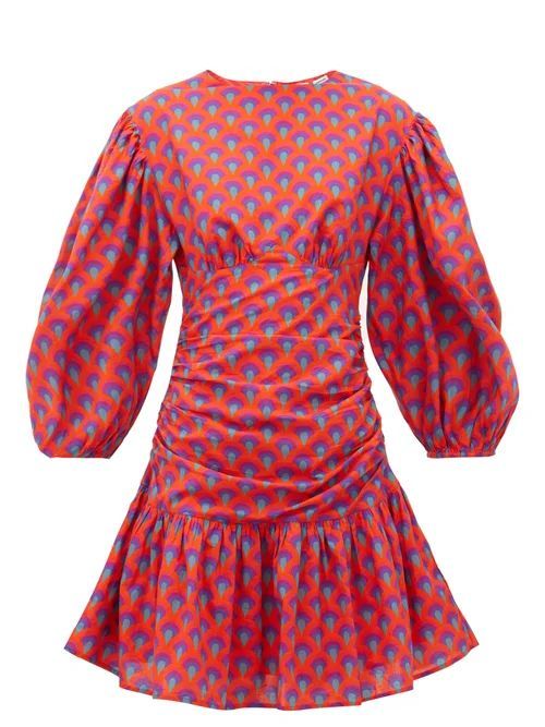 Rhode - Donna Scallop-print Cotton Mini Dress - Womens - Red Print