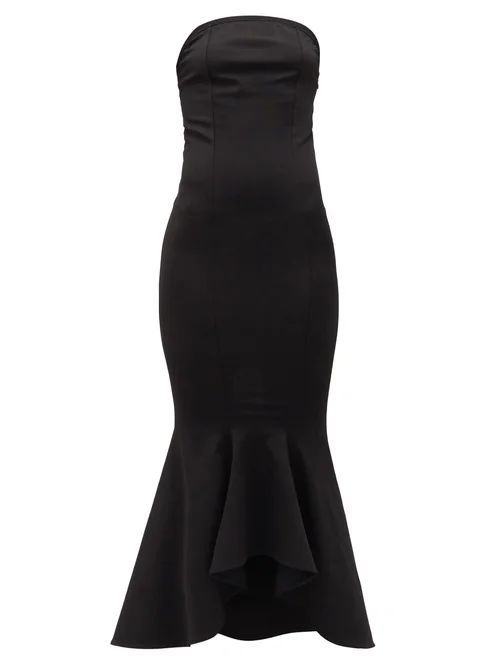 Strapless Fishtail Maxi Dress - Womens - Black
