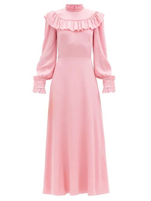 The Firefly Ruffled Silk-blend Dress - Womens - Pink