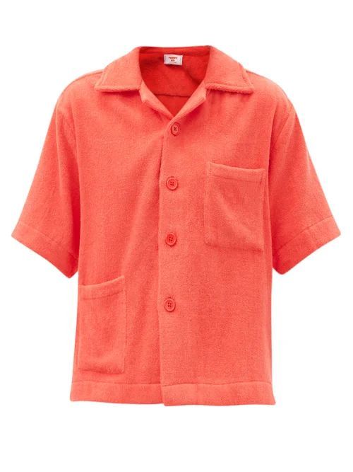 Terry - Boxy Cotton Terry-toweling Shirt - Womens - Red