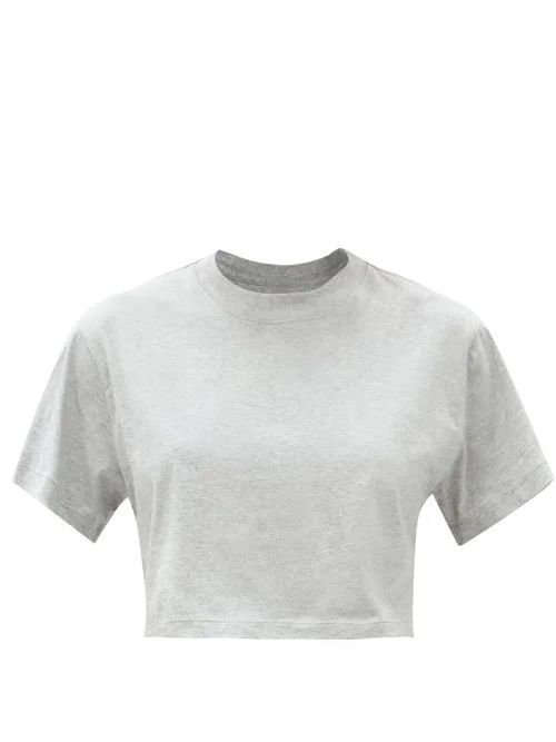 The Crop Cropped Cotton-jersey T-shirt - Womens - Grey