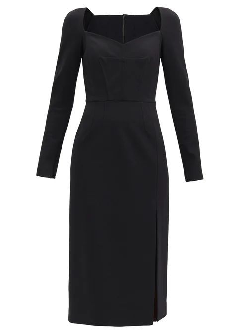 Sweetheart-neck Jersey Midi Dress - Womens - Black