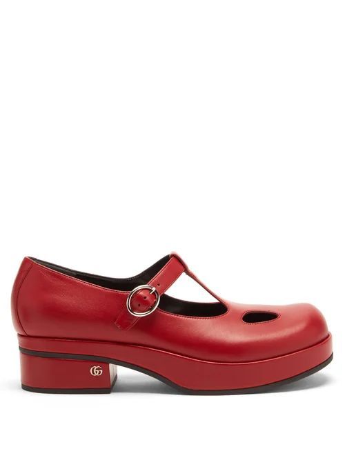 Vanda Leather Mary Jane Pumps - Womens - Red