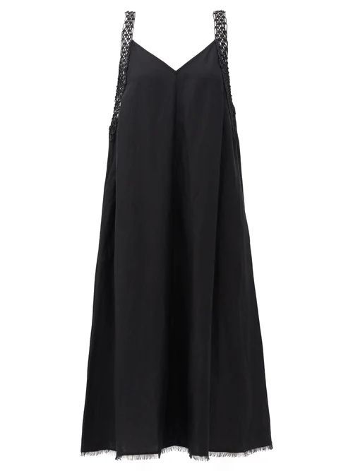 Solid & Striped - The Celia Macramé-strap Jersey Midi Dress - Womens - Black