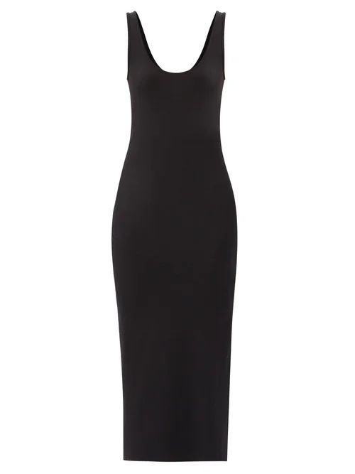 Scoop-neck Jersey Midi Dress - Womens - Black