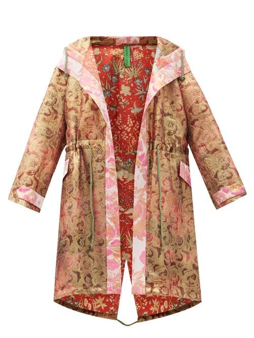 Vintage Silk-brocade Hooded Coat - Womens - Multi