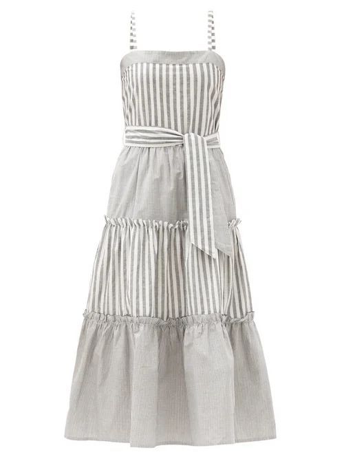 Solid & Striped - The Georgia Belted Striped Cotton Midi Dress - Womens - Black Stripe
