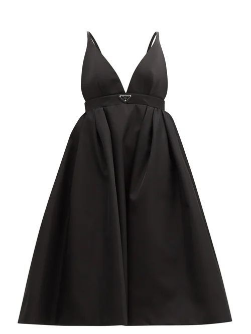 Triangle Logo-plaque Re-nylon Dress - Womens - Black