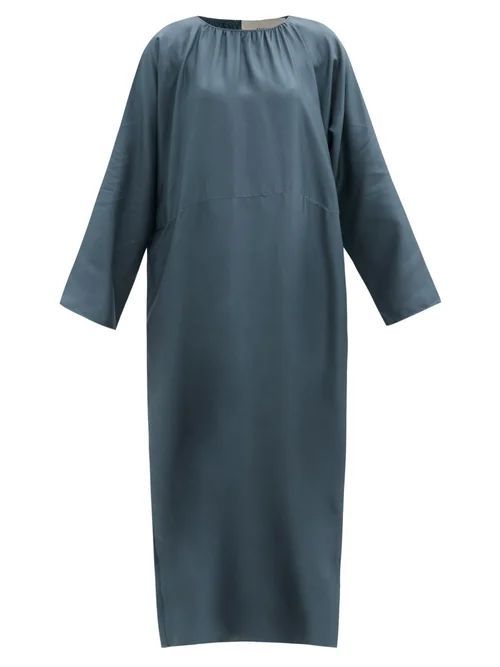 Rhodes Silk-twill Maxi Dress - Womens - Blue