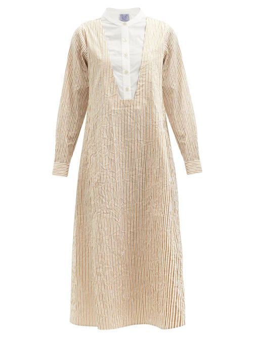Victoria Striped Cotton-poplin Shirt Dress - Womens - Brown White