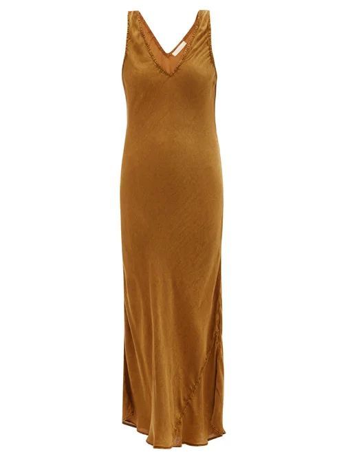 Soul Godet-insert Crepe Midi Dress - Womens - Bronze