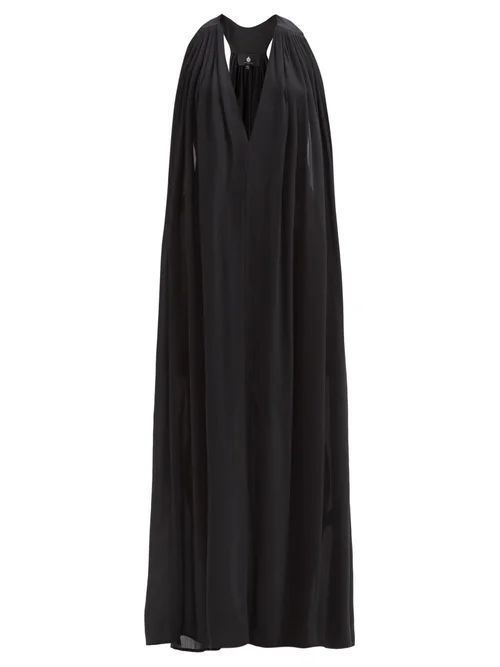 Su Paris - Rika Halterneck Crepe Maxi Dress - Womens - Black
