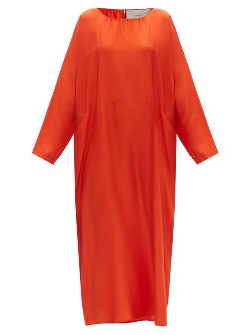 Rhodes Silk-twill Maxi Dress - Womens - Orange