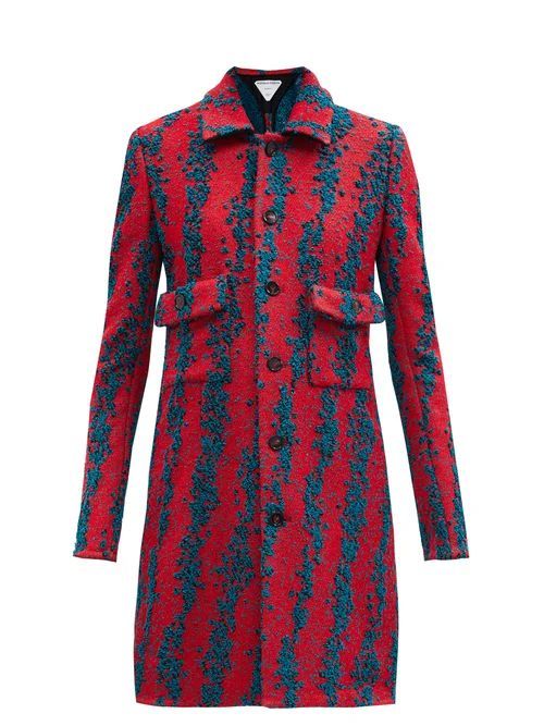 Single-breasted Bouclé Coat - Womens - Red Multi