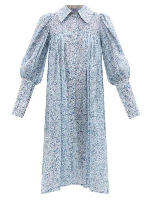 Thierry Colson - Wendy Floral-print Cotton-voile Dress - Womens - Blue Print