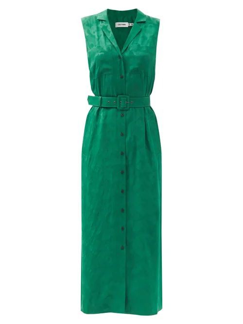 The Spencer Camouflage-jacquard Midi Shirt Dress - Womens - Green
